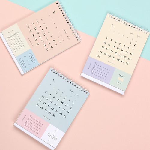 2019 Happy spiral bound color desk calendar