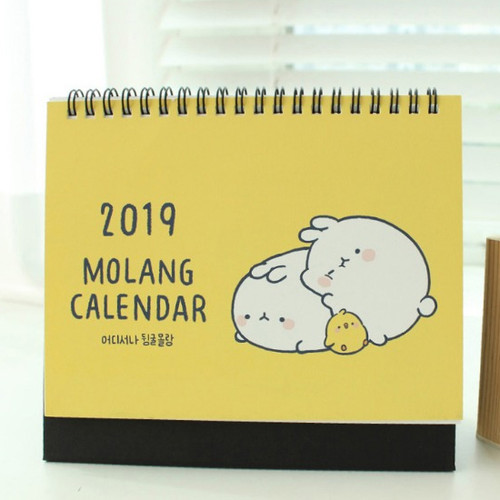 Bookcodi 2019 Molang spiral bound standing desk calendar