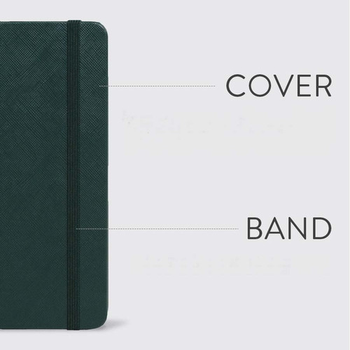 A close-up of the planner's durable hardcover and lay-flat binding design.