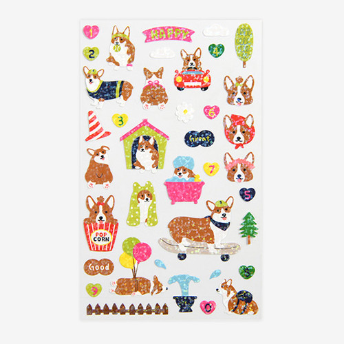 Dailylike Welsh Corgi hologram removable sticker