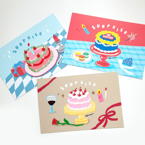 DALPAPER Surprise Cake Paper Postcard