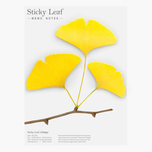 Appree Ginkgo leaf yellow sticky memo notes Large