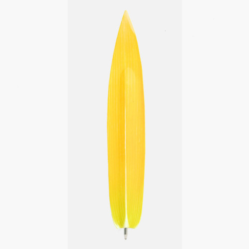 Bamboo yellow leaf bookmark black ballpoint pen