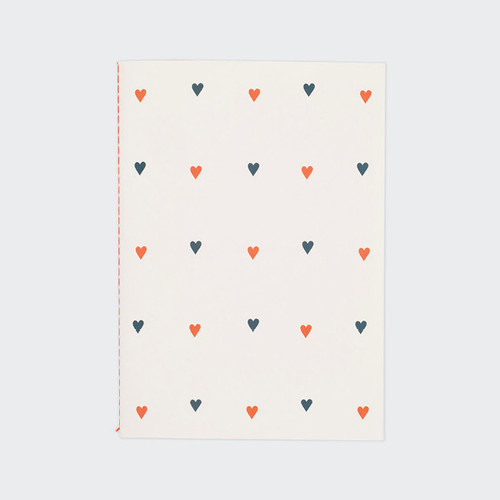Heart pattern sewn bound A5 lined notebook 