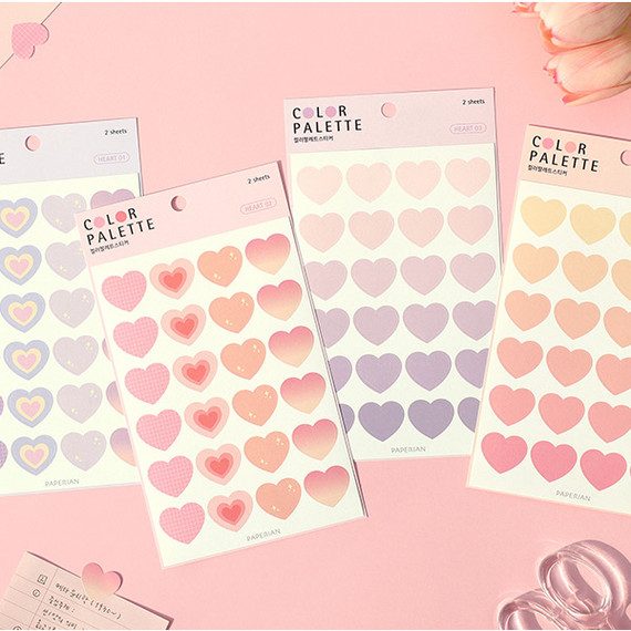 PAPERIAN Color palette Heart deco sticker set