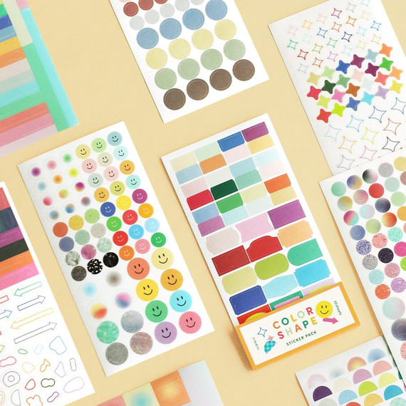 ICONIC Color Shape Paper Clear Sticker Pack