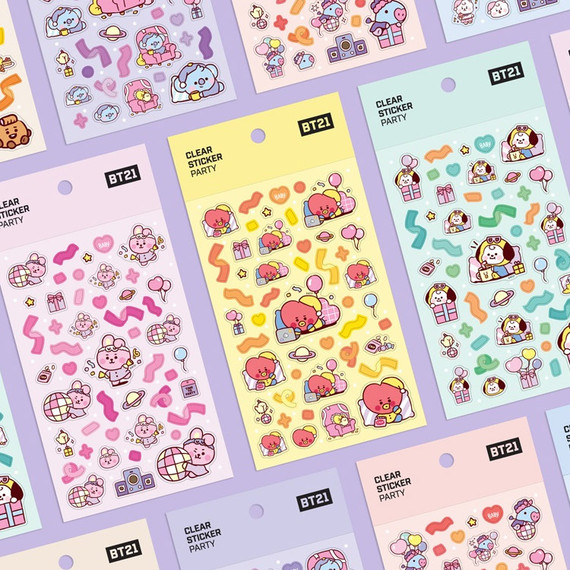 BT21 Party Baby Clear Sticker Flake Pack - Fallindesign