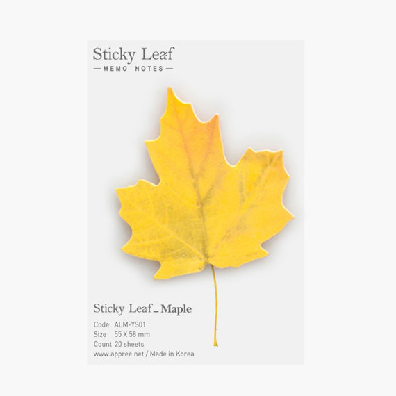 Maple leaf yellow sticky memo notes Small