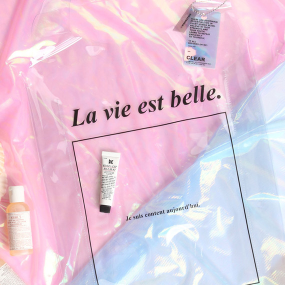 Wanna This La vie est belle PVC Clear tote bag