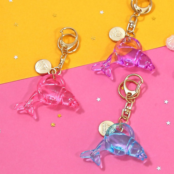 Twinkle dolphine acrylic key ring clip chain holder