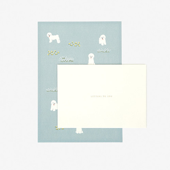 Dailylike Daily letter paper and envelope set - Bichon frise