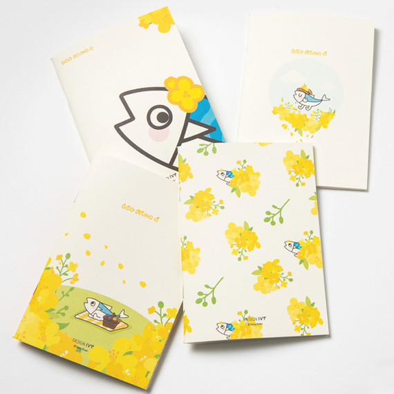 DESIGN IVY Ggo deung o flower small grid and lined notebook