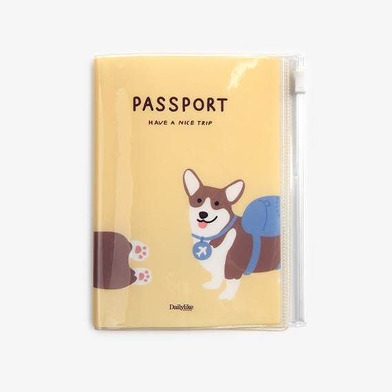 Dailylike Backpack corgi zip pocket travel passport cover holder