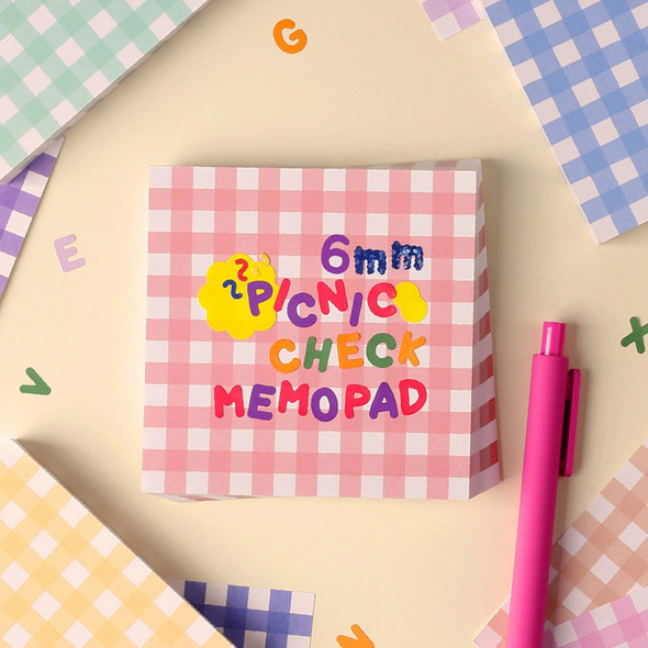 Wanna This Picnic 6mm check 4 designs memo notepad