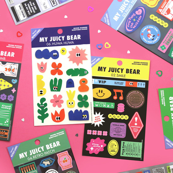 Project retro label my juicy bear removable sticker