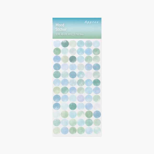 Sky Blue Gradation 3PM Circle Paper Sticker