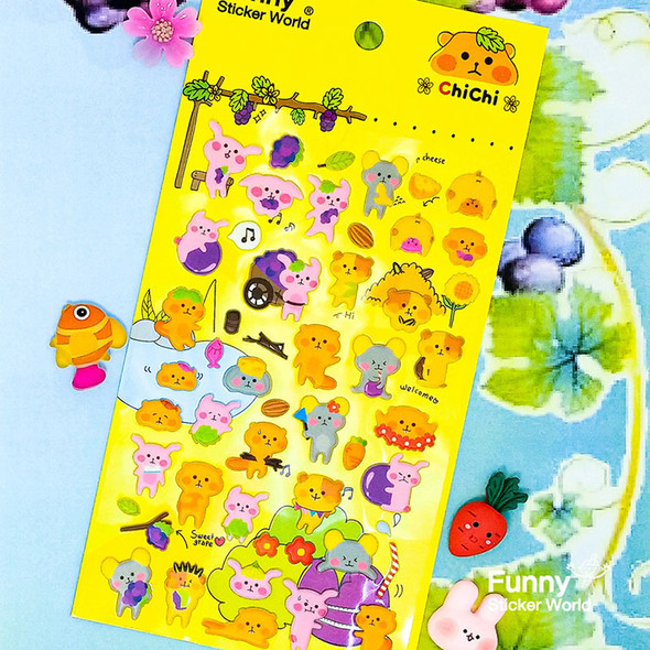 Funny Sticker Hamster ChiChi Puffy Deco Sticker