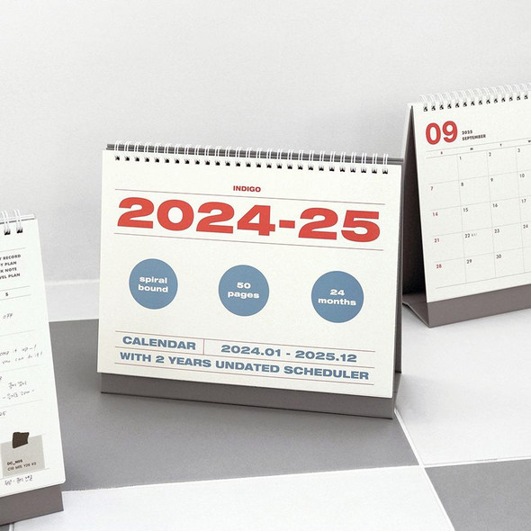 Indigo 2024-2025 Two Years Standing Monthly Desk Calendar