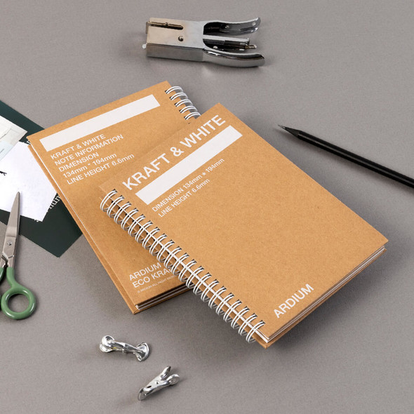 Ardium Kraft-White WireboundLined Notebook