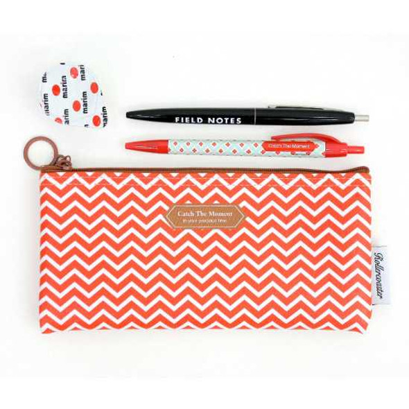 Rollercoaster Catch the moment red chevron pencil case