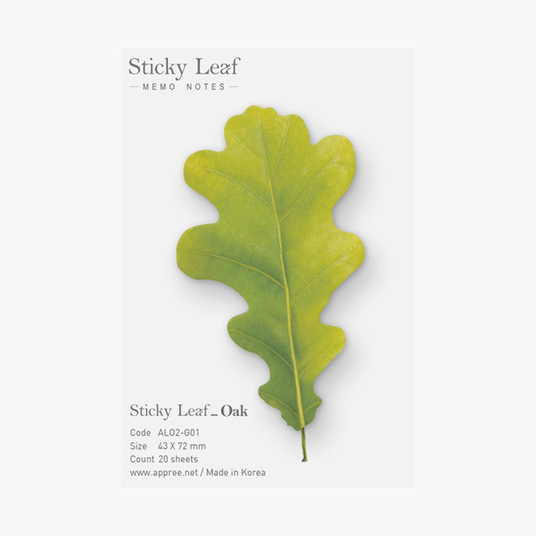 Appree Oak leaf green sticky memo notes Small
