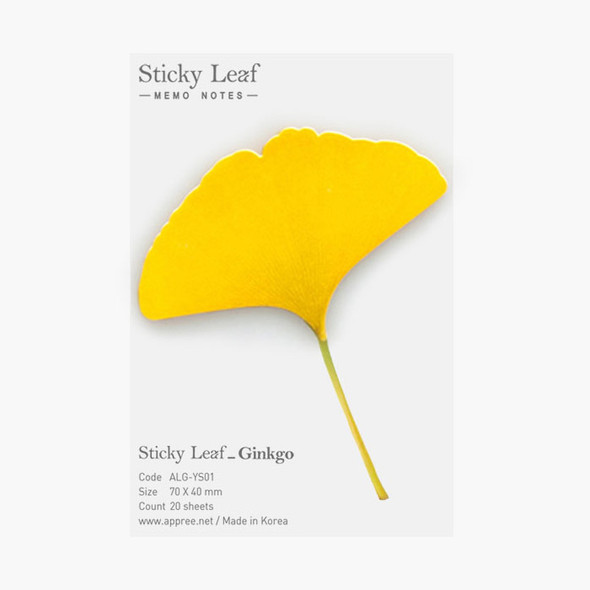 Appree Ginkgo leaf yellow sticky memo notes Small