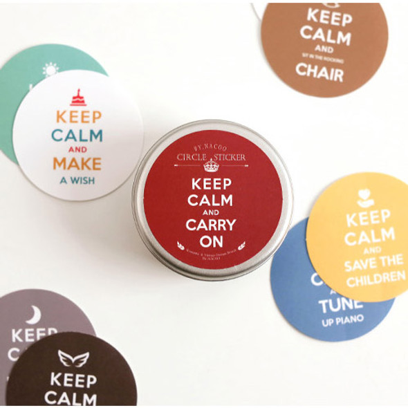 Keep calm and carry on circle sticker set