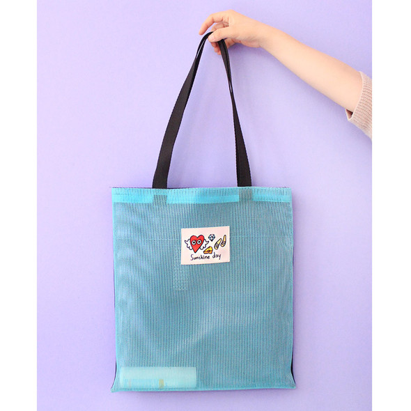 Mint - Hello sunshine day mesh eco tote bag 