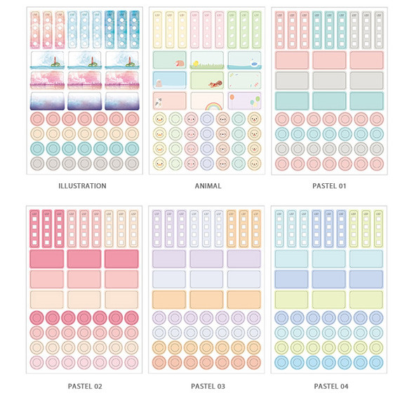 Option - Colorful deco transparent clear sticker set 