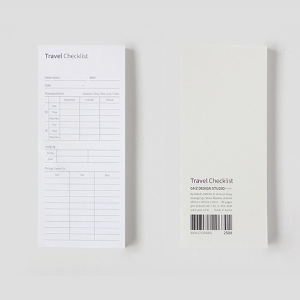 Gungmangzeung The Memo Travel checklist planner notepad