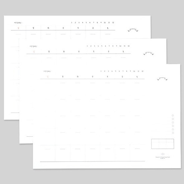 Plain undated monthly desk scheduler pad