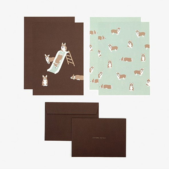 Composition - Daily letter paper and envelope set - Welsh corgi