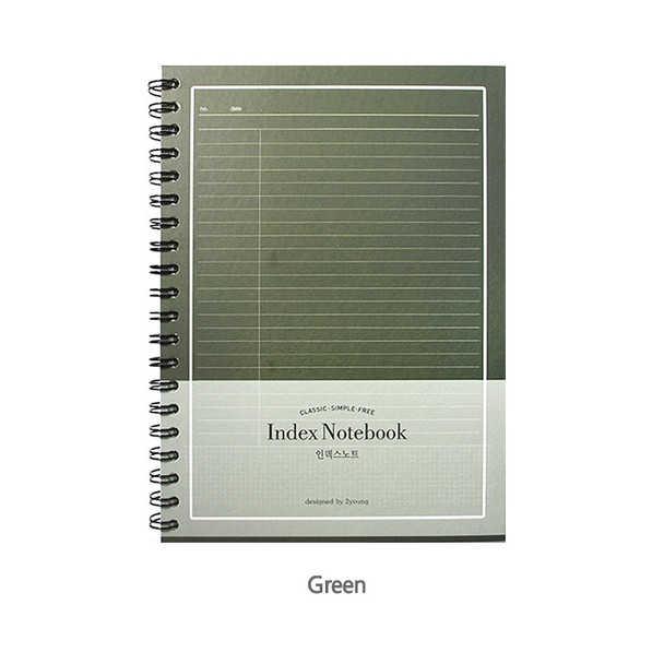 Green - 2young Index cornell spiral lined notebook