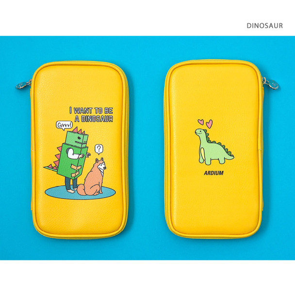 Dinosaur - Ardium Colorpoint flat zip pencil case pouch