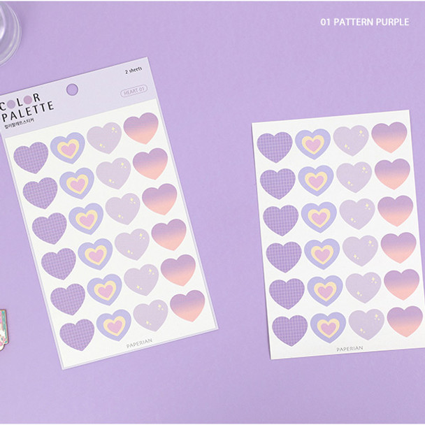 01 Pattern Purple - PAPERIAN Color palette Heart deco sticker set