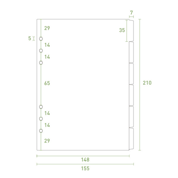 Size - PAPERIAN Index loose-leaf binder paper 6-ring A5 size refill