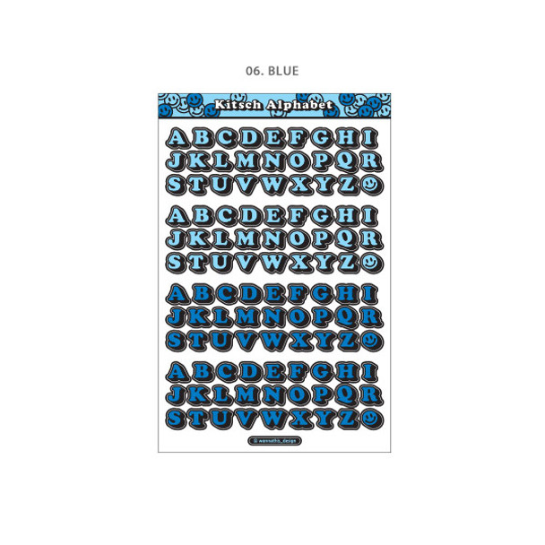 06. Blue - Wanna This Kitsch kitsch upper case Alphabet sticker