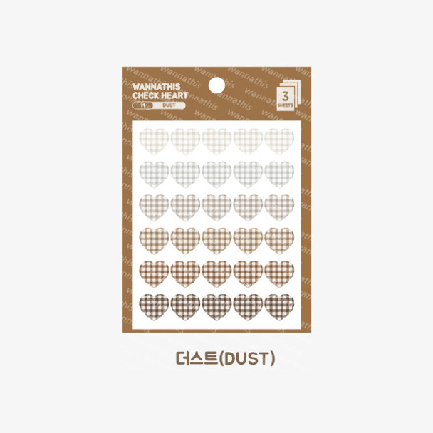 Dust - Wanna This Heart check medium deco sticker set of 3 sheets