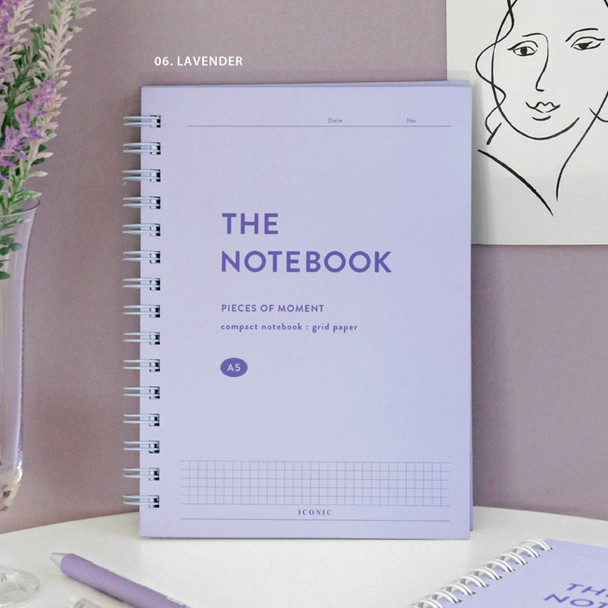 06 Lavender - ICONIC Compact A5 wire bound grid notebook