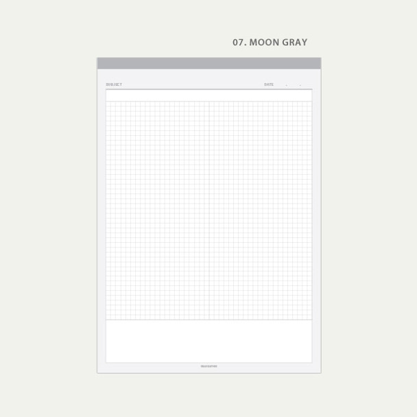 07 Moon gray - Wanna This Standard writing B5 half divided grid notepad