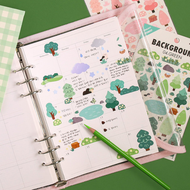 Usage example - Second Mansion Background Forest Paper Sticker Pack 01-06