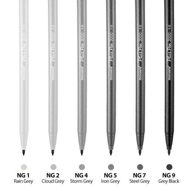 MONAMI Plus Gray 0.4 mm Water Based Pigment Pen Set