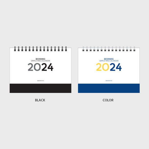 Colors - 2024 Beginning Simple Small Standing Flip Desk Calendar
