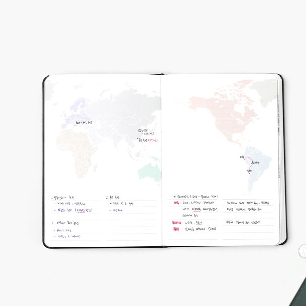 World map - Between Calm and Passion B6 Dateless Monthly Diary