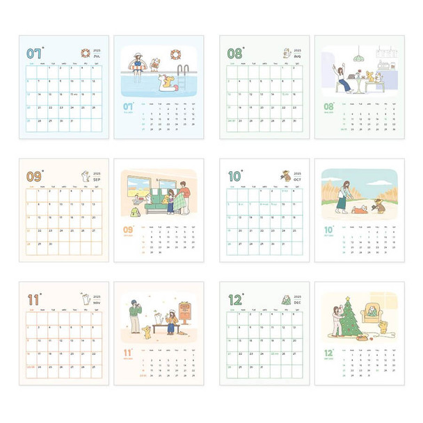 Calendar pages - Indigo 2024-25 Happy 18 Months Stnading Desk Calendar