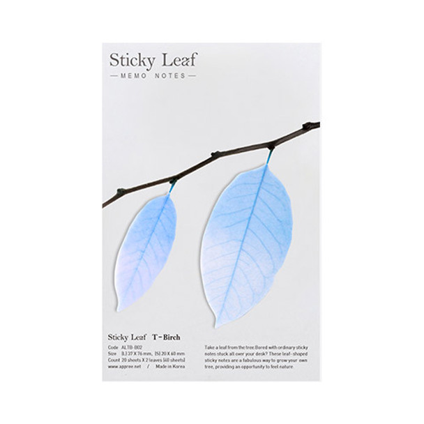 Birch leaf transparent sticky memo notes Medium