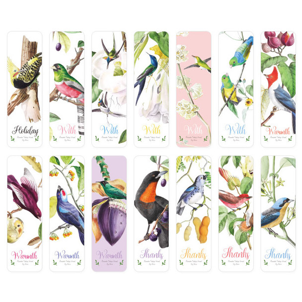 Composition of Bird vintage bookmark set