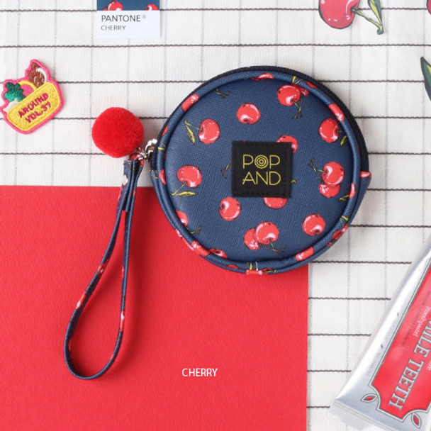 Cherry - Pop art small round pouch