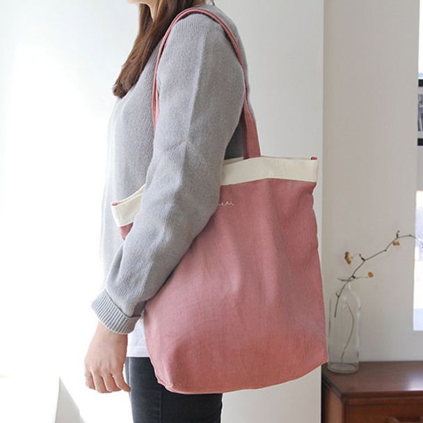 Around'D corduroy line shoulder bag tote 