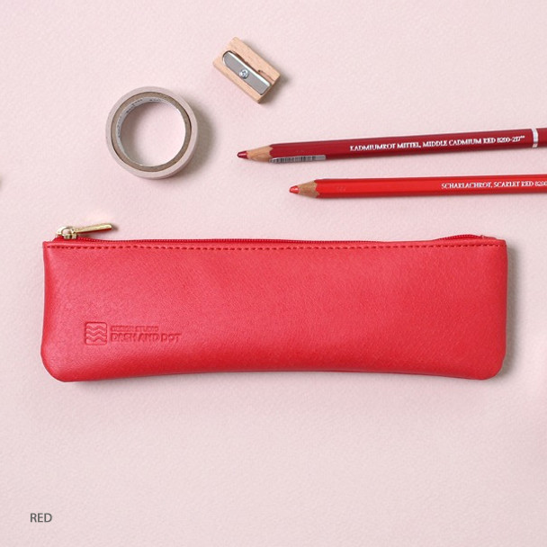 Red - Dash and Dot Slim and modern zipper pencil case